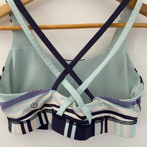 Lululemon Energy Bra Groovy Stripe Cadet Blue Aquamarine Cadet Blue Size:8 - Picture 4 of 7